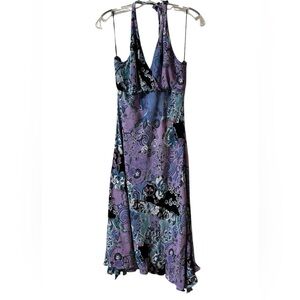 Vintage Purple Y2K Fairy Grunge Babydoll Asymmetrical Hem Tie Neck Dress Large